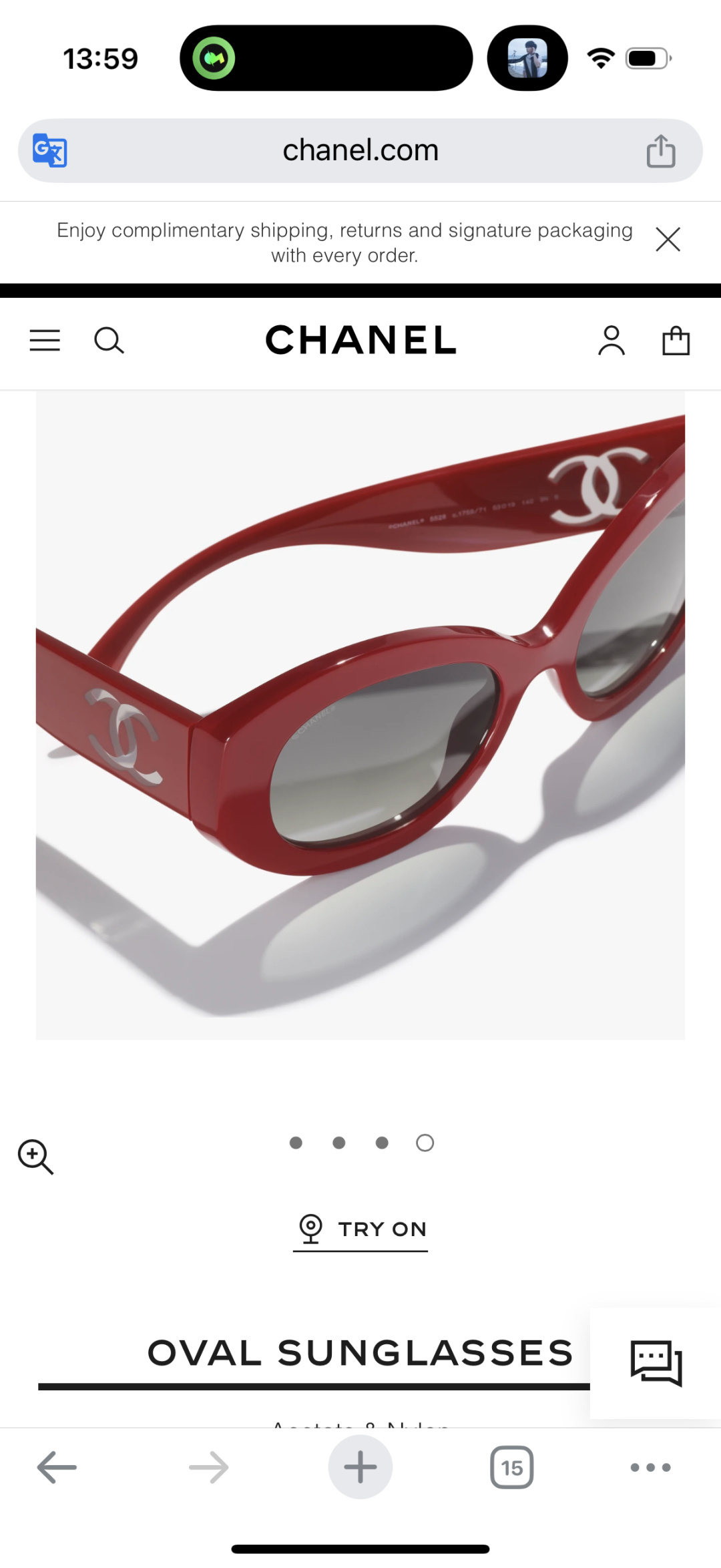 Chanel Red Oval Sunglasses with Iconic White CC Logo – Acetate