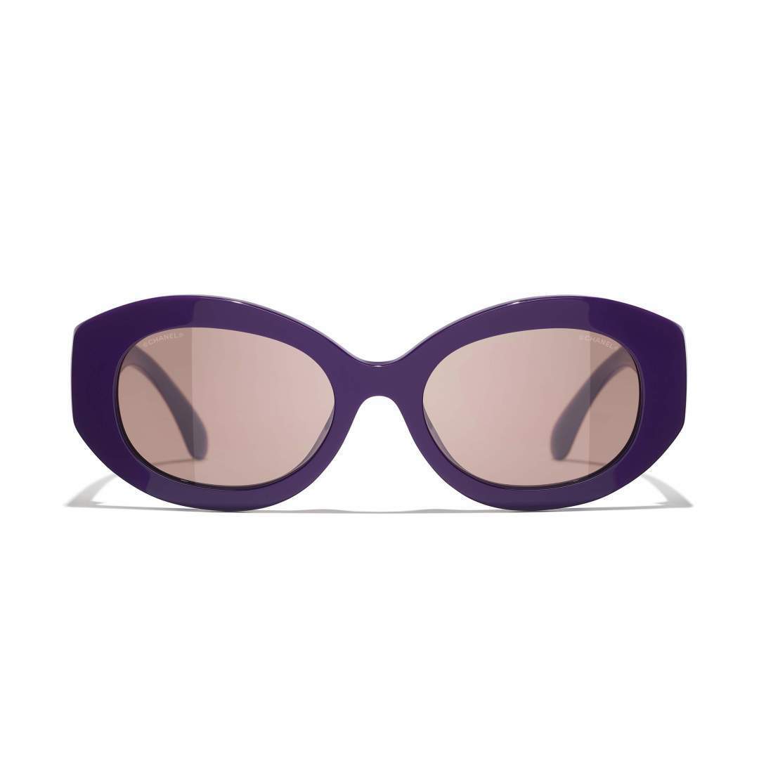 Chanel Luxury Oval Sunglasses – Burgundy Acetate with Signature Logo