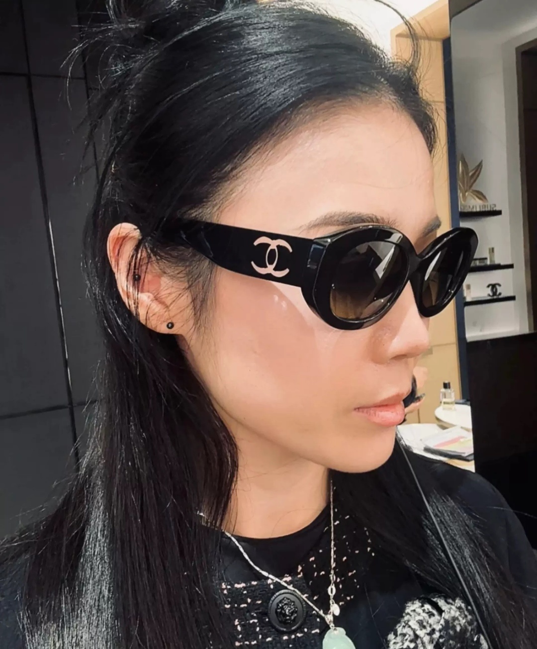 Chanel Luxury Oval Sunglasses with Polarized Gradient Lenses