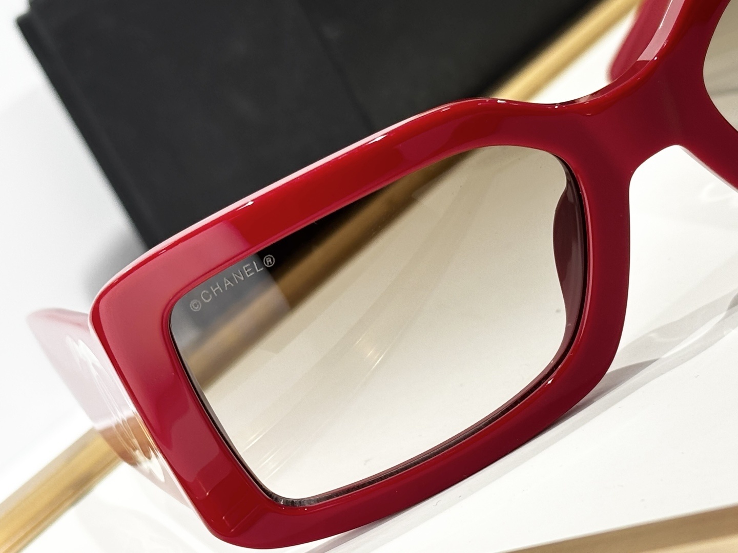 Chanel CH5526 Red Square Sunglasses with Blue Light Filter Lenses