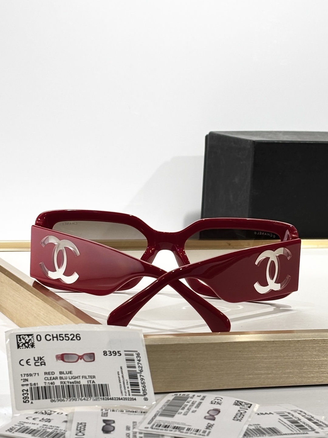 Chanel CH5526 Red Square Sunglasses with Blue Light Filter Lenses