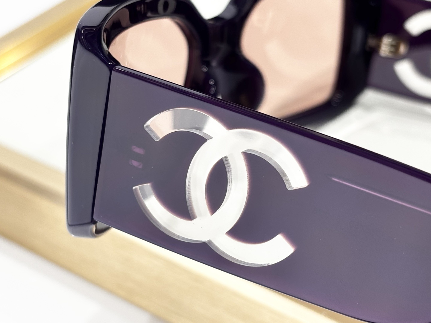 Chanel CH5526 Purple Rectangle Sunglasses – Pink Blue Light Filter