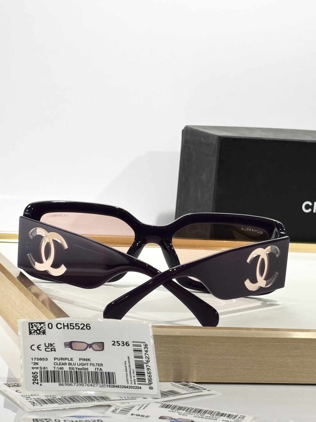 Chanel CH5526 Purple Rectangle Sunglasses – Pink Blue Light Filter