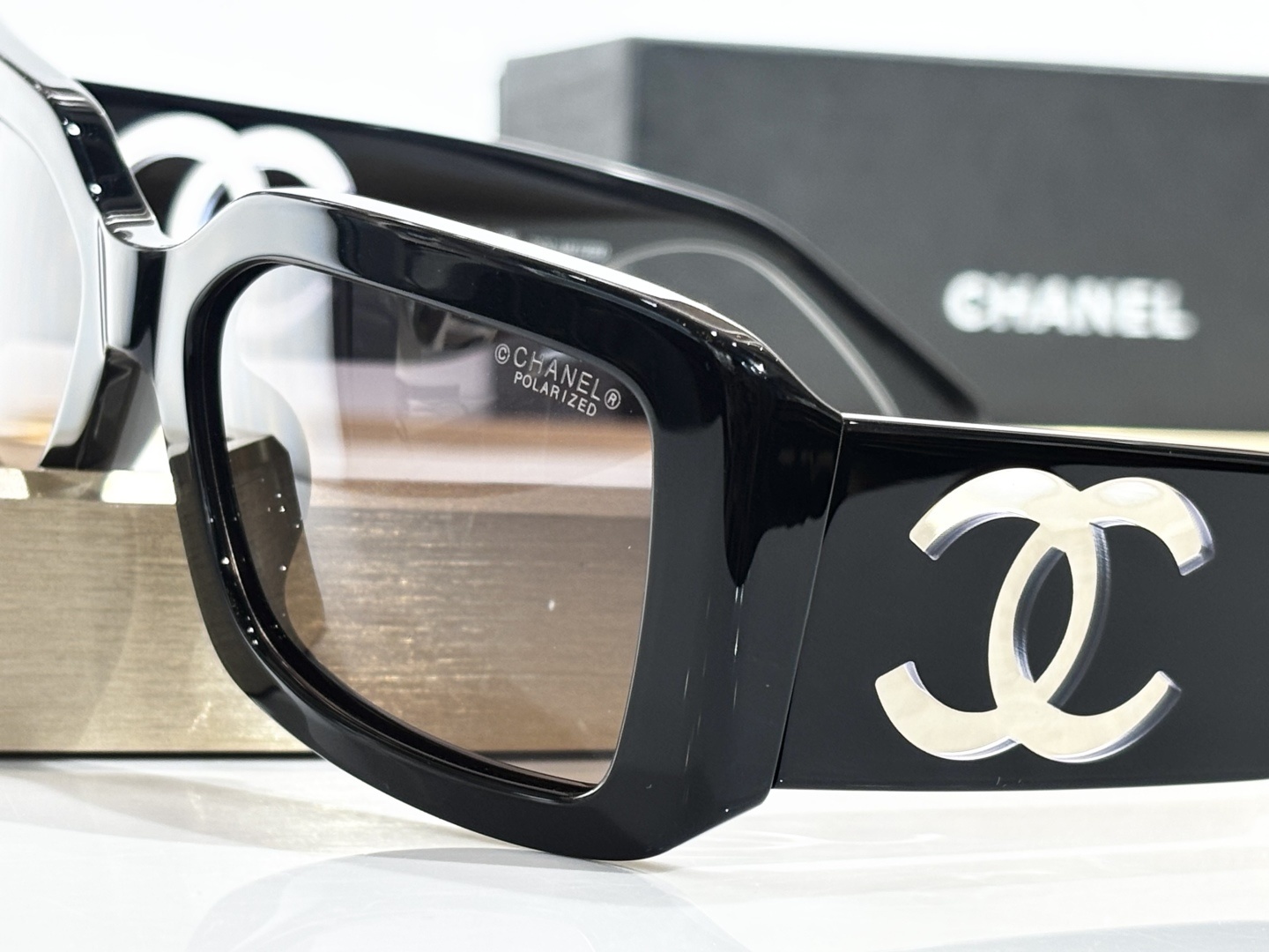 Chanel CH5526 Polarized Rectangular Sunglasses with Large CC Logo