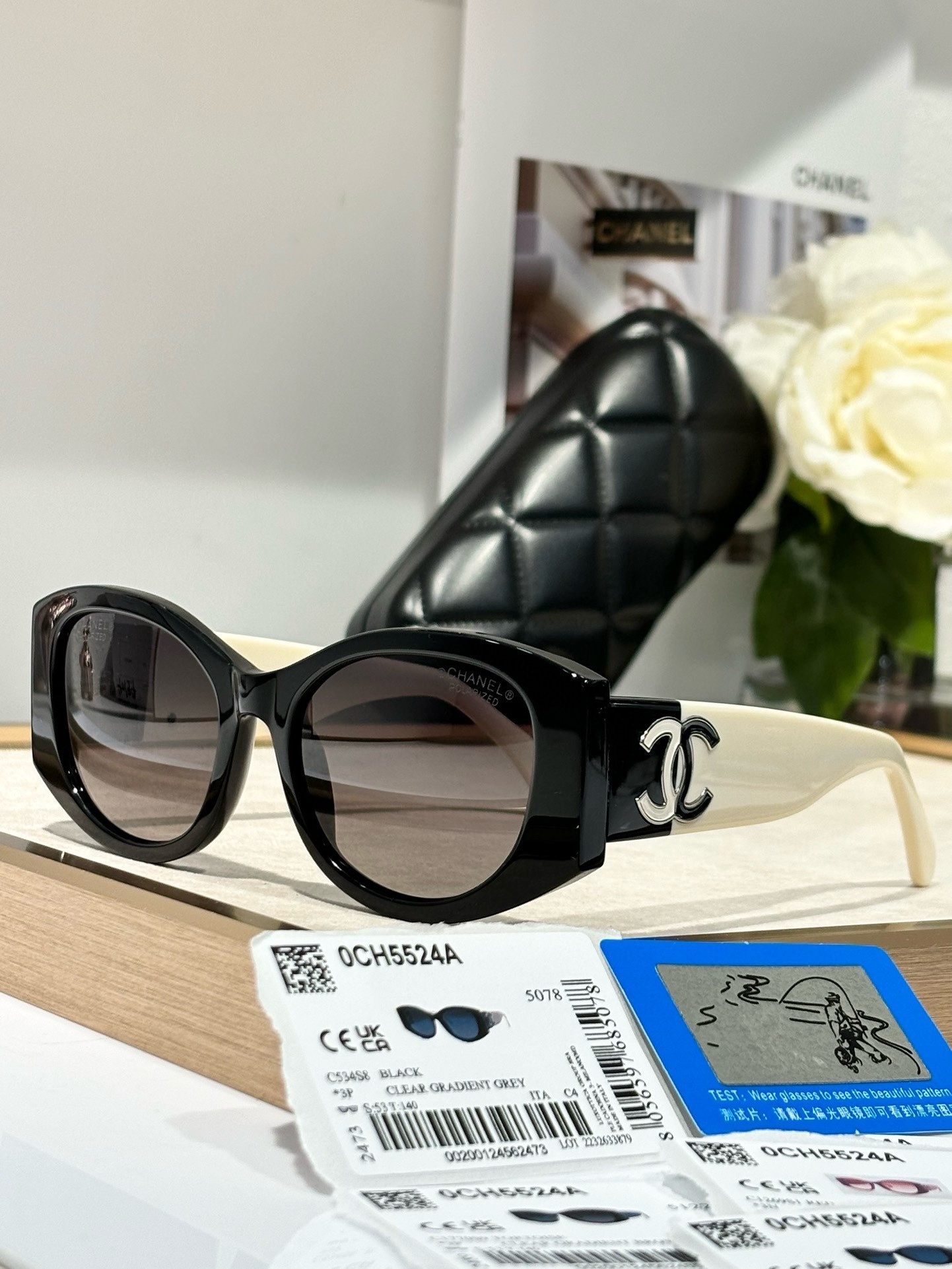 Chanel OCH5524A Black & Ivory Sunglasses