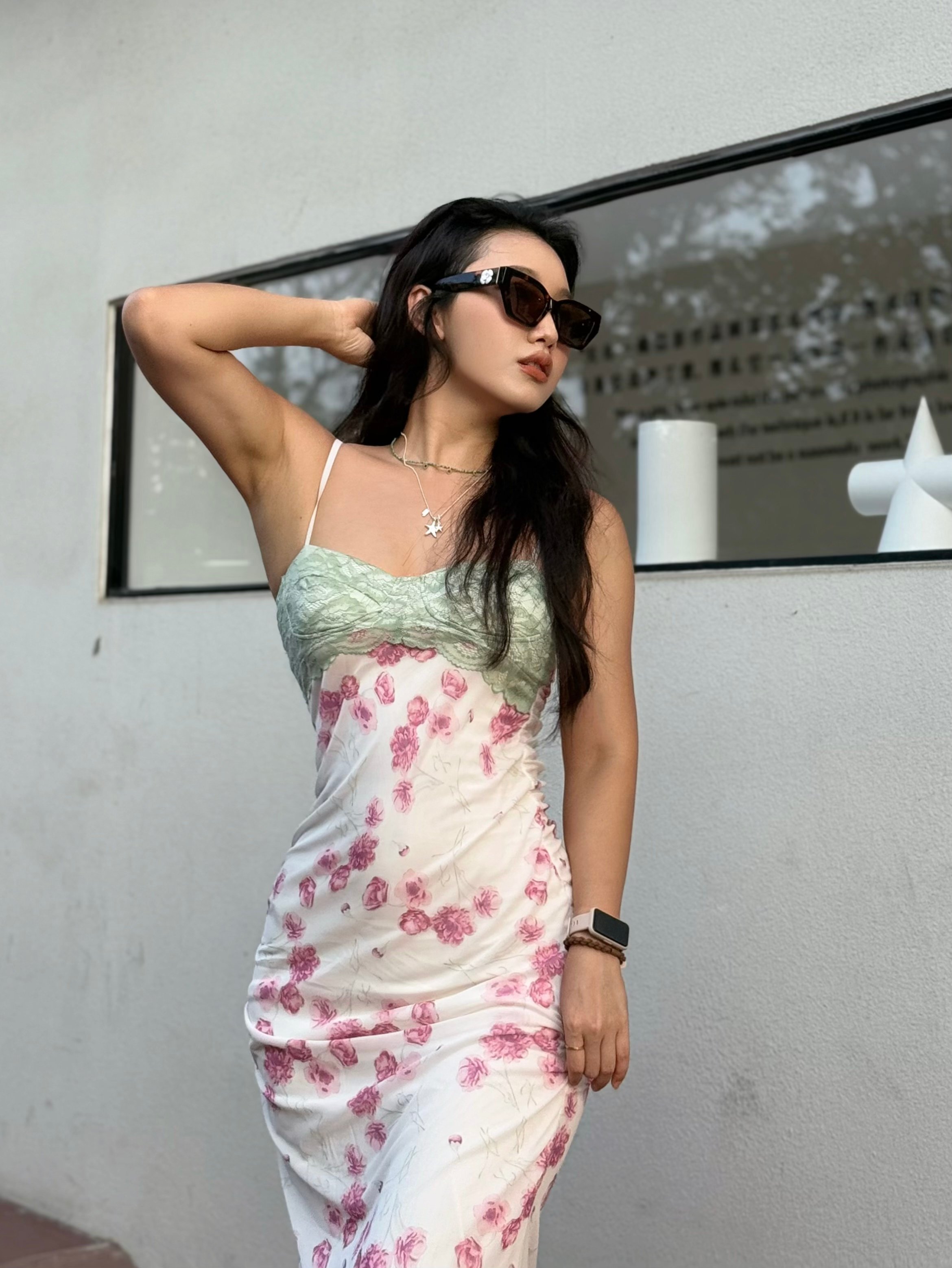 Luxury Black Square Sunglasses with White Camellia Flower Detail