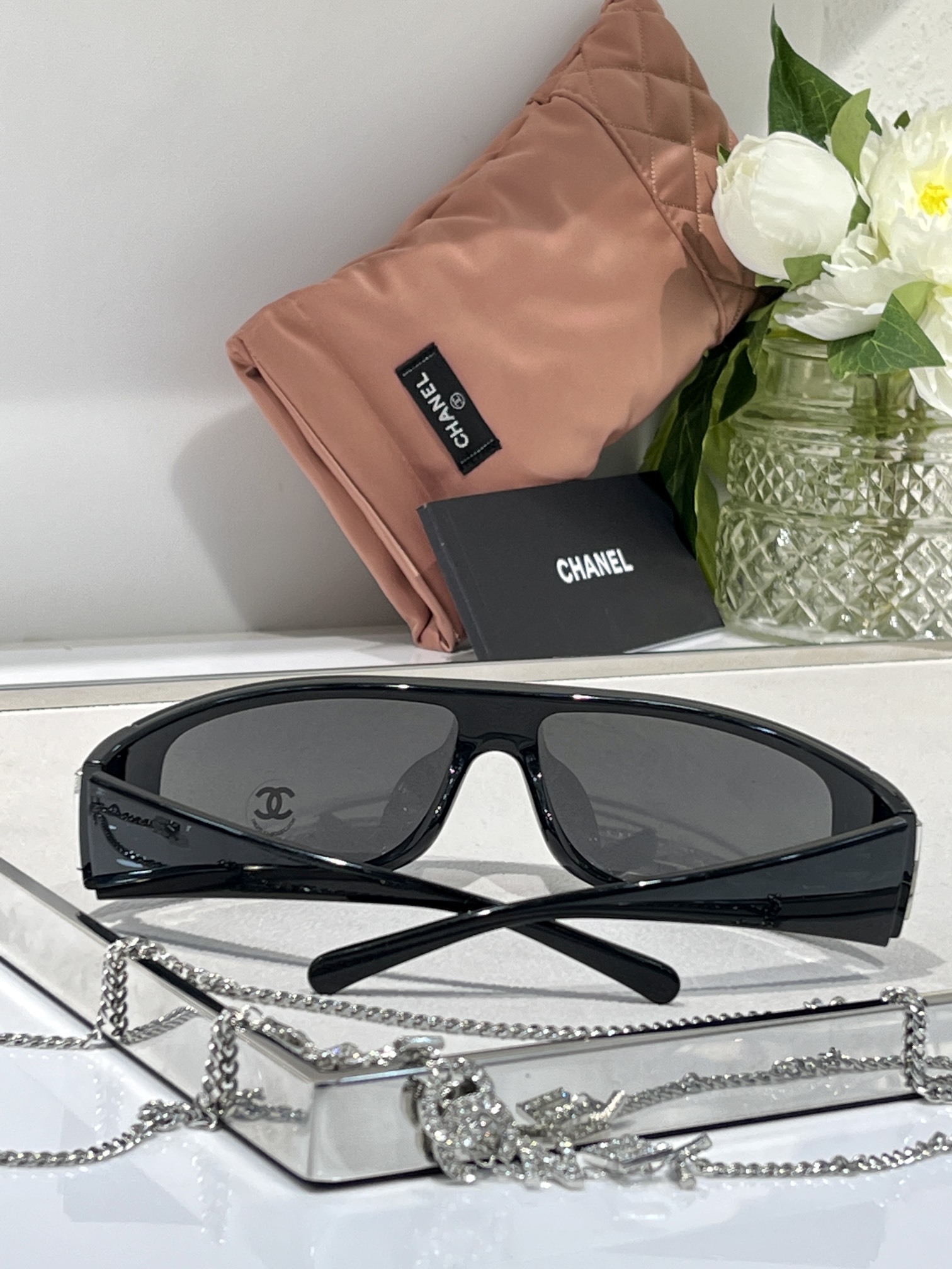 Chanel Luxury Shield Sunglasses – Y2K Wrap-Around Designer Eyewear