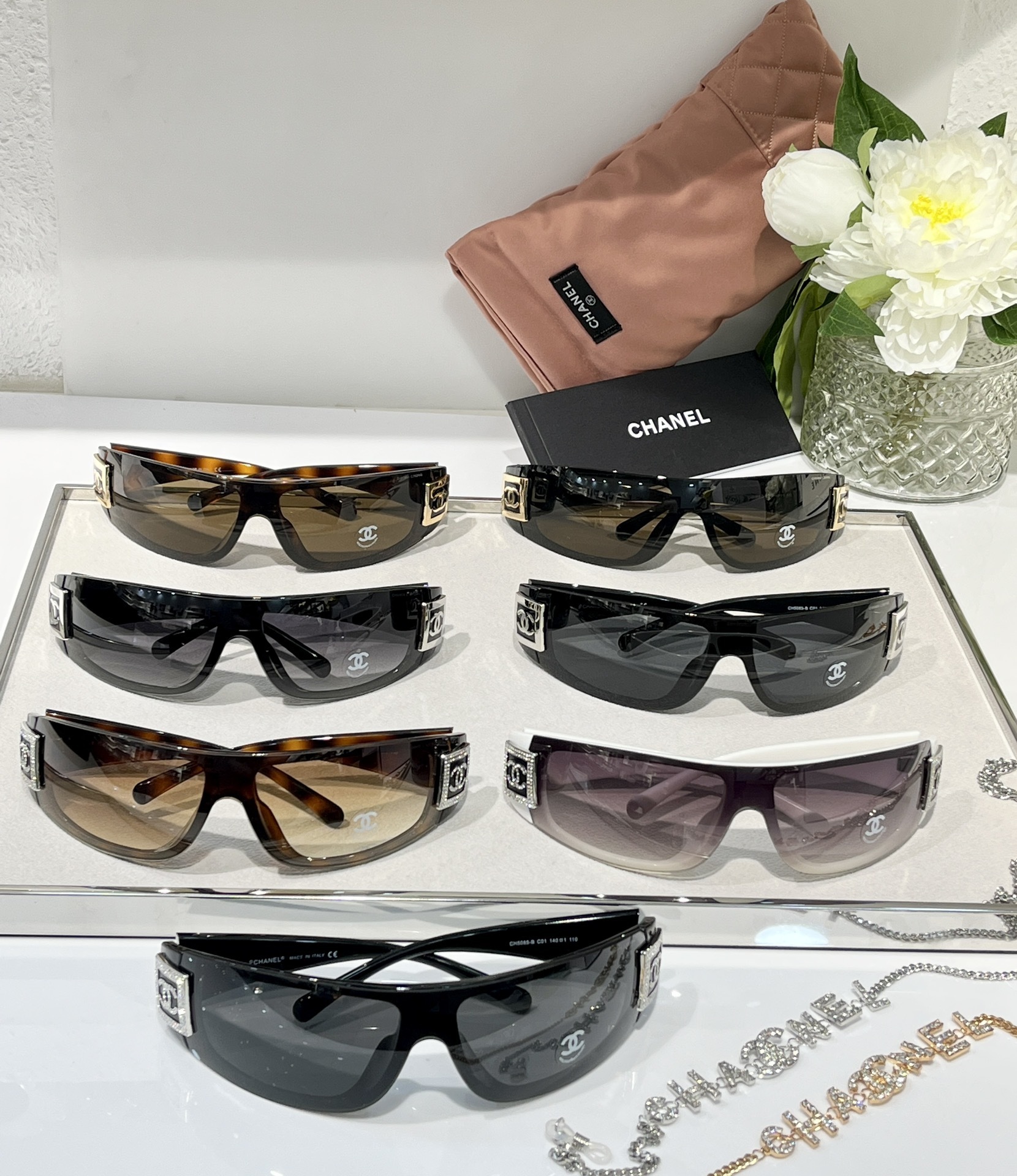 Chanel Luxury Shield Sunglasses – Y2K Wrap-Around Designer Eyewear