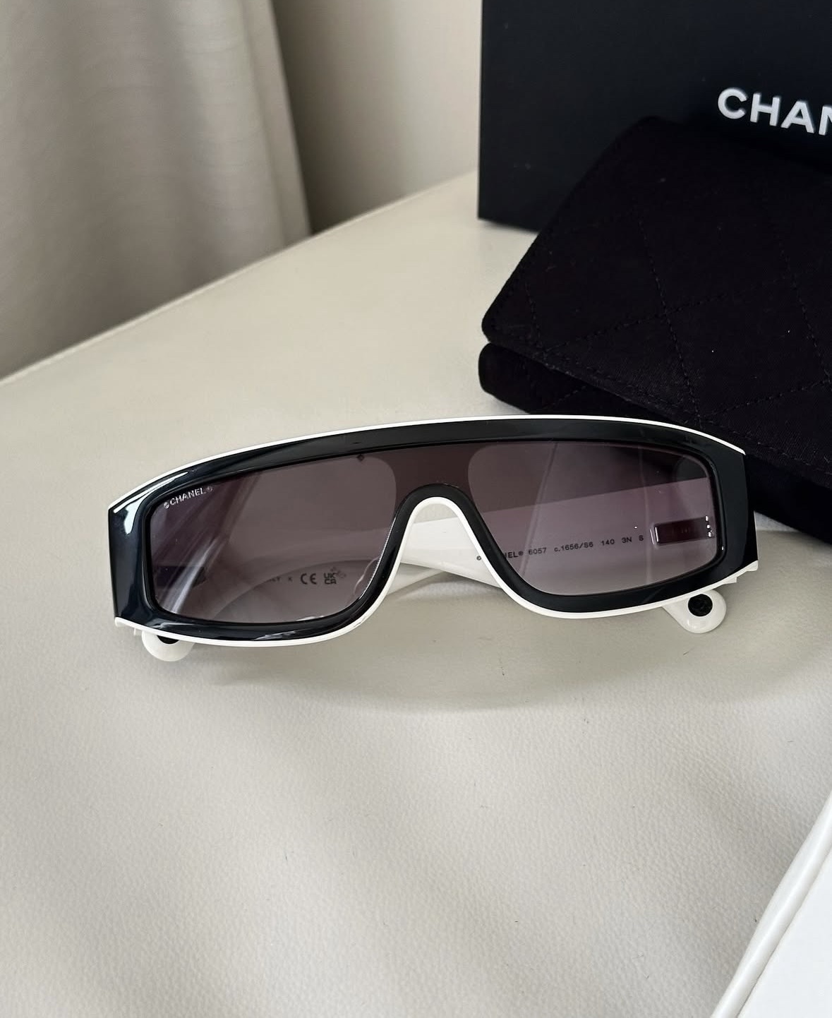 Chanel Black and White Shield Sunglasses – Luxury CC Logo Eyewear