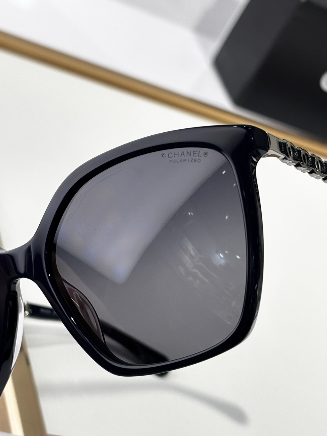 Chanel 5546Q Square Polarized Sunglasses with Chain Detail – Blue