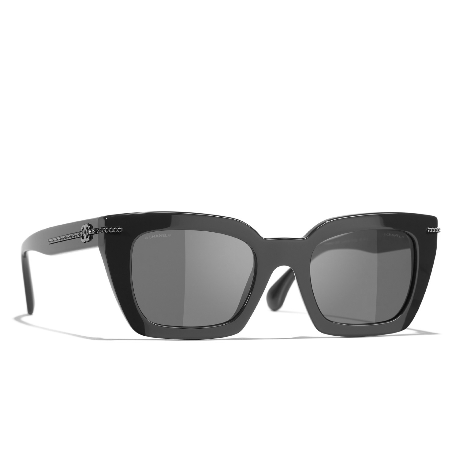 Chanel CH5509 Black Square Sunglasses with Chain Detail & CC Logo
