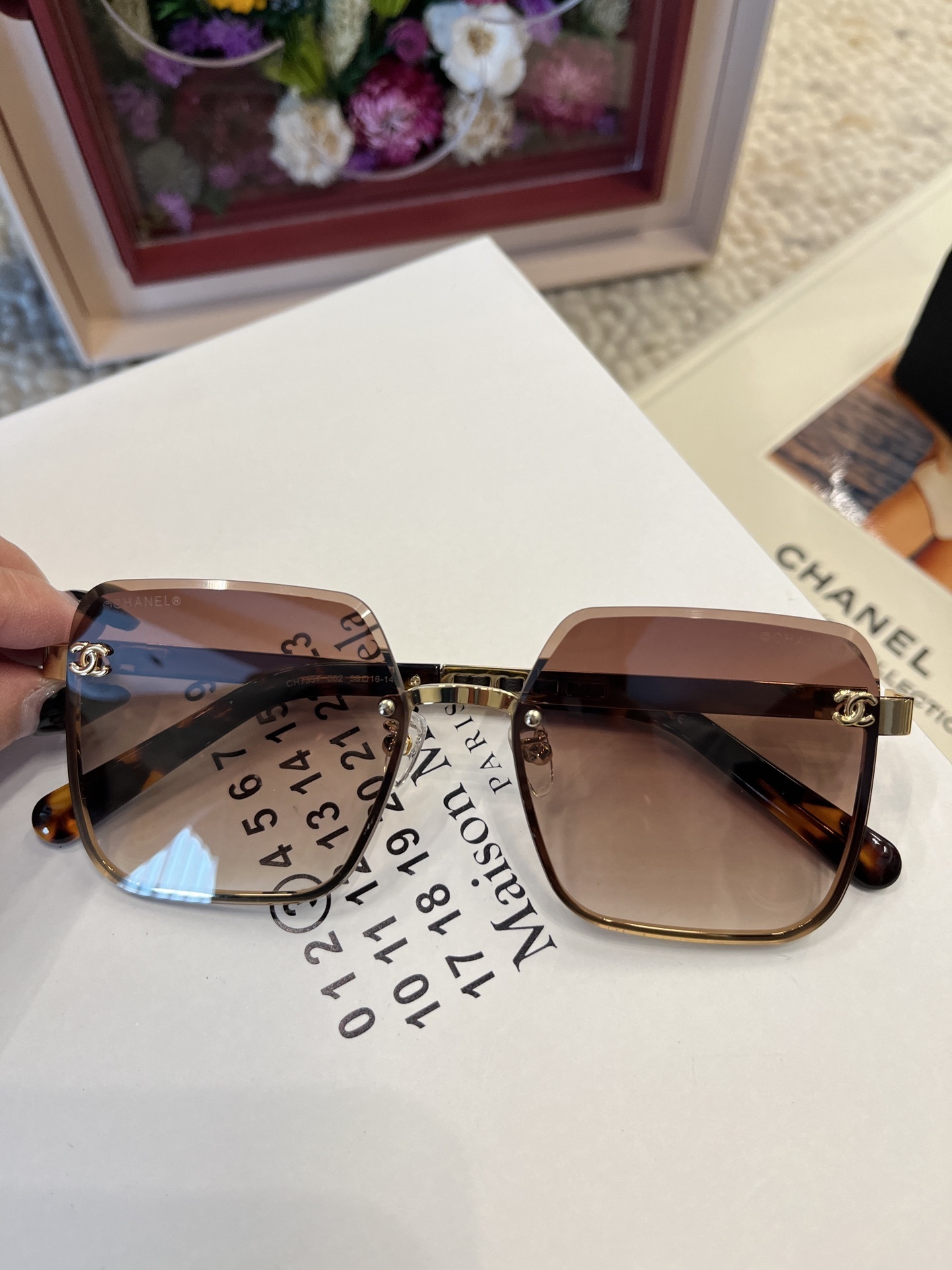 Chanel Oversized Square Sunglasses – Brown Gradient & Gold Metal