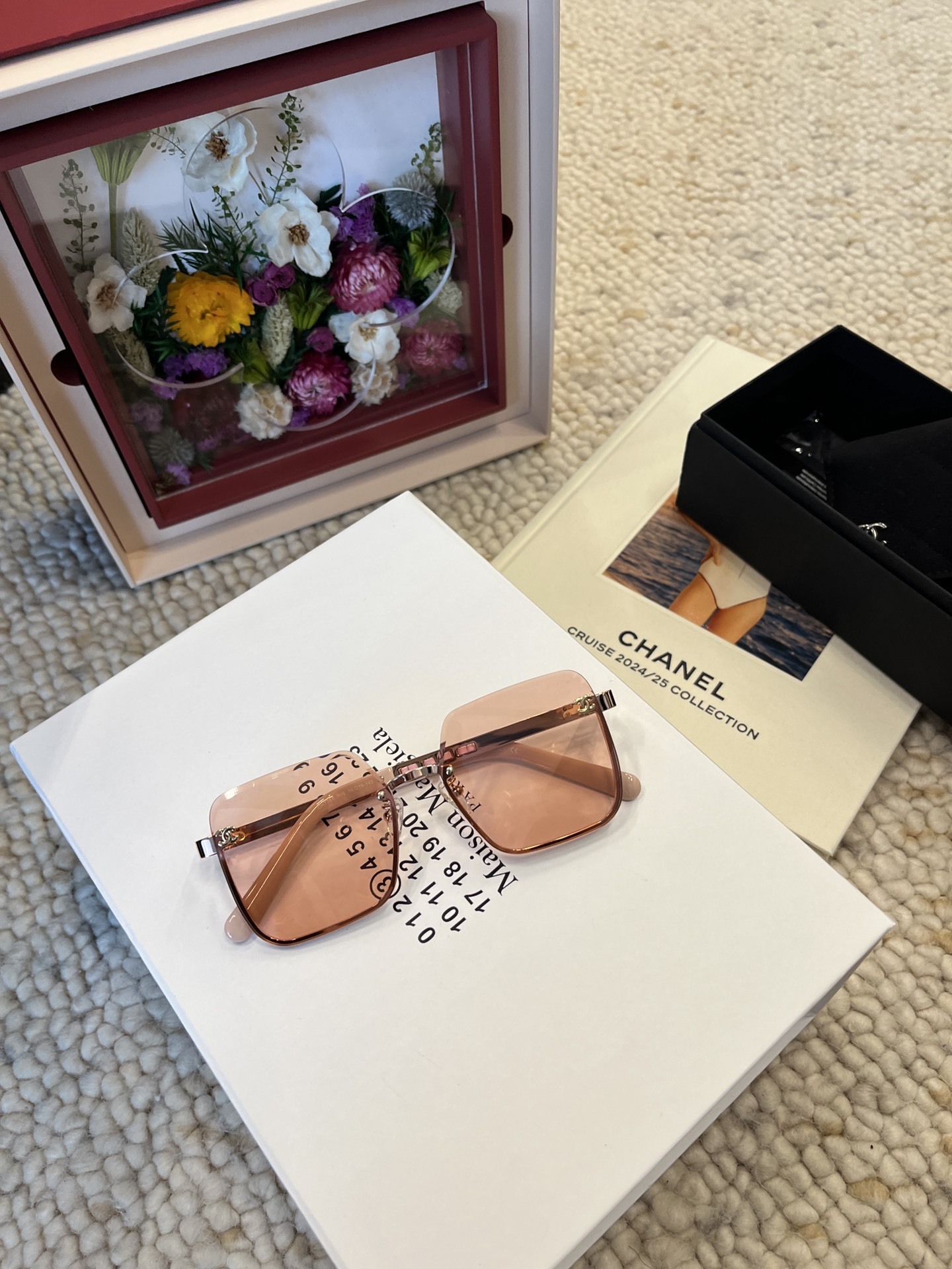 Maison Margiela Pink Lens Sunglasses – Rectangular Frame