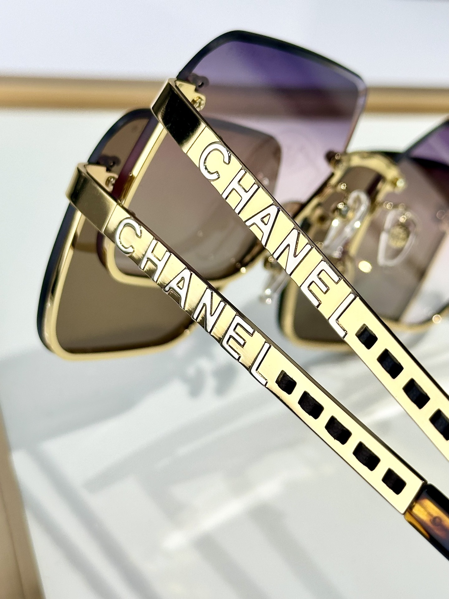 Chanel Square Rimless Sunglasses – Luxury Gradient Lens Eyewear