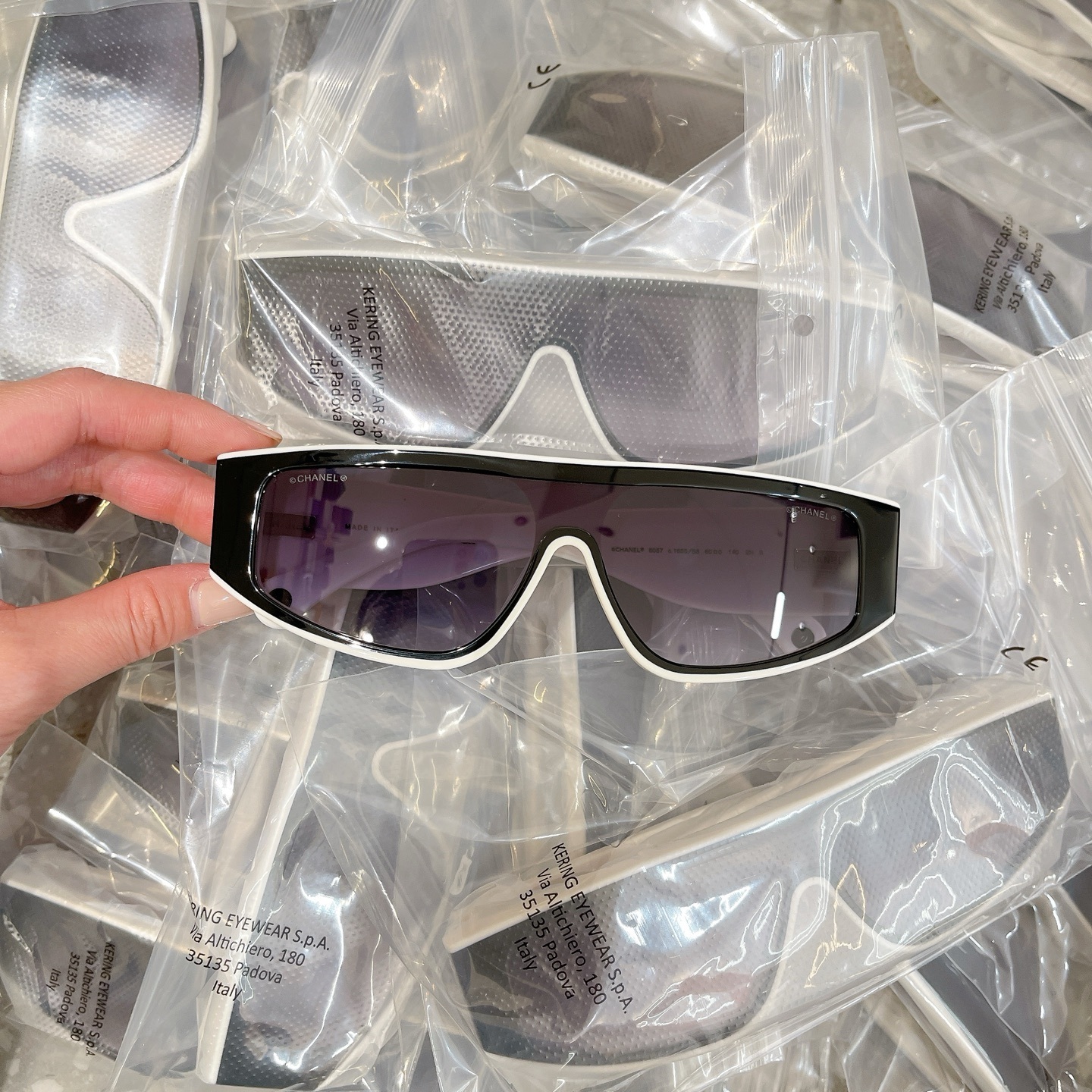 Chanel Oversized Shield Sunglasses – Black and White Luxury Eyewear