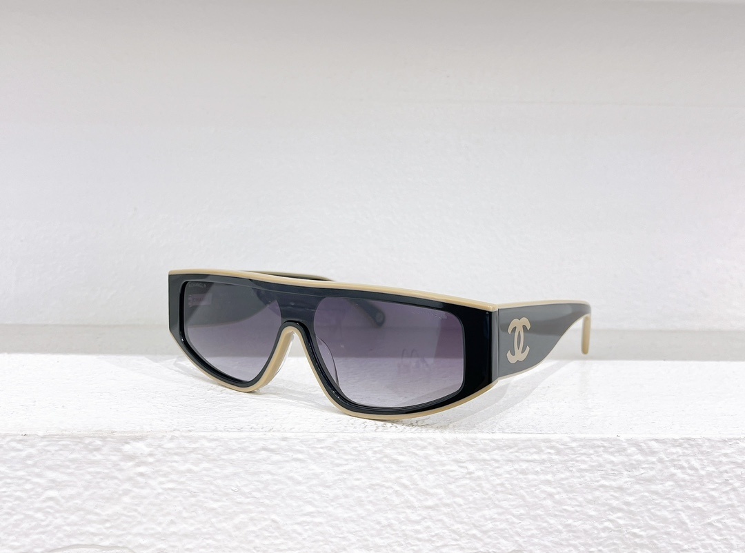 Chanel Bold Shield Sunglasses with CC Logo – Luxury Designer Eyewear