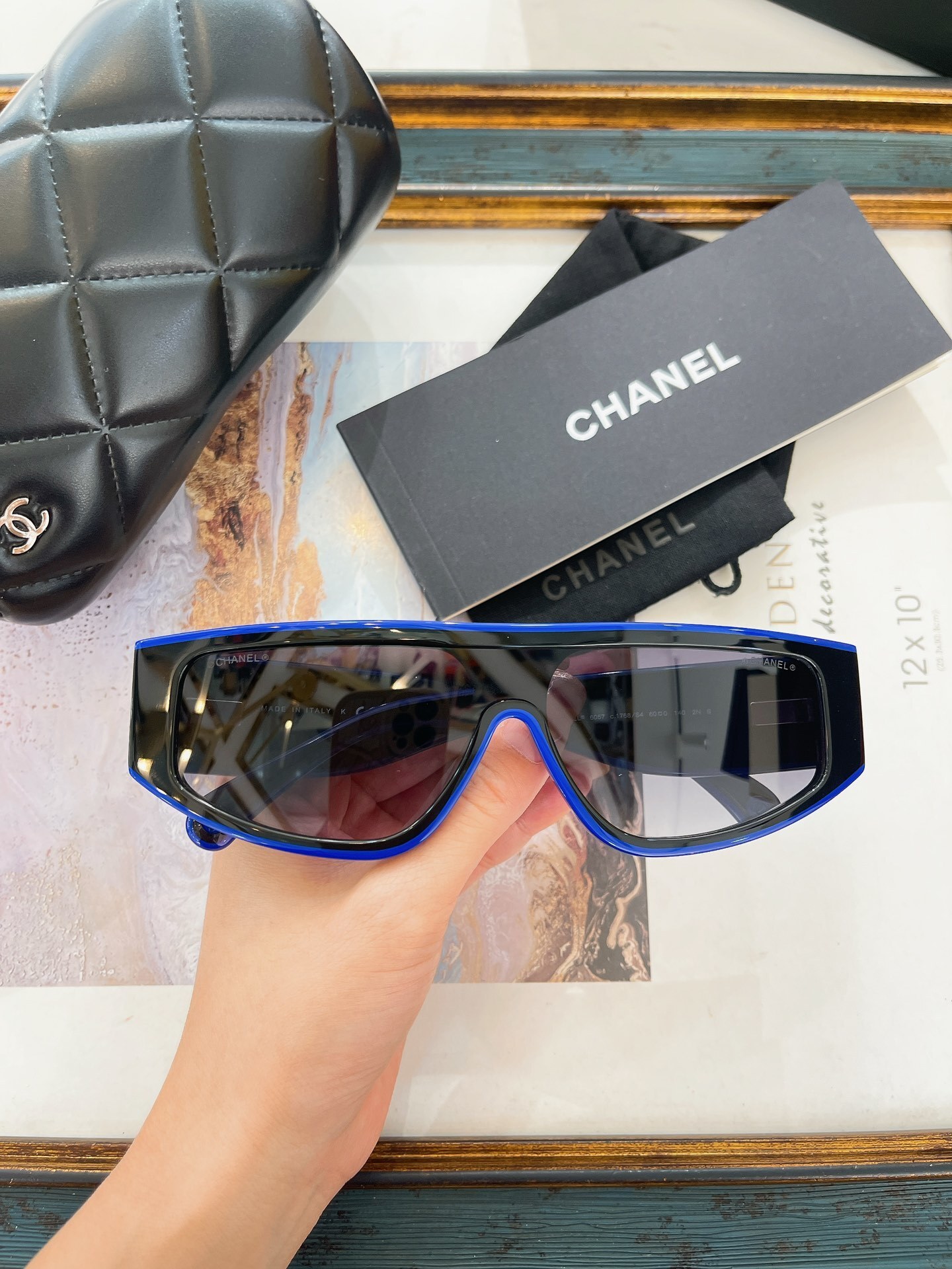 Chanel Black/Blue Sunglasses – Chanel Rectangular Black/Blue