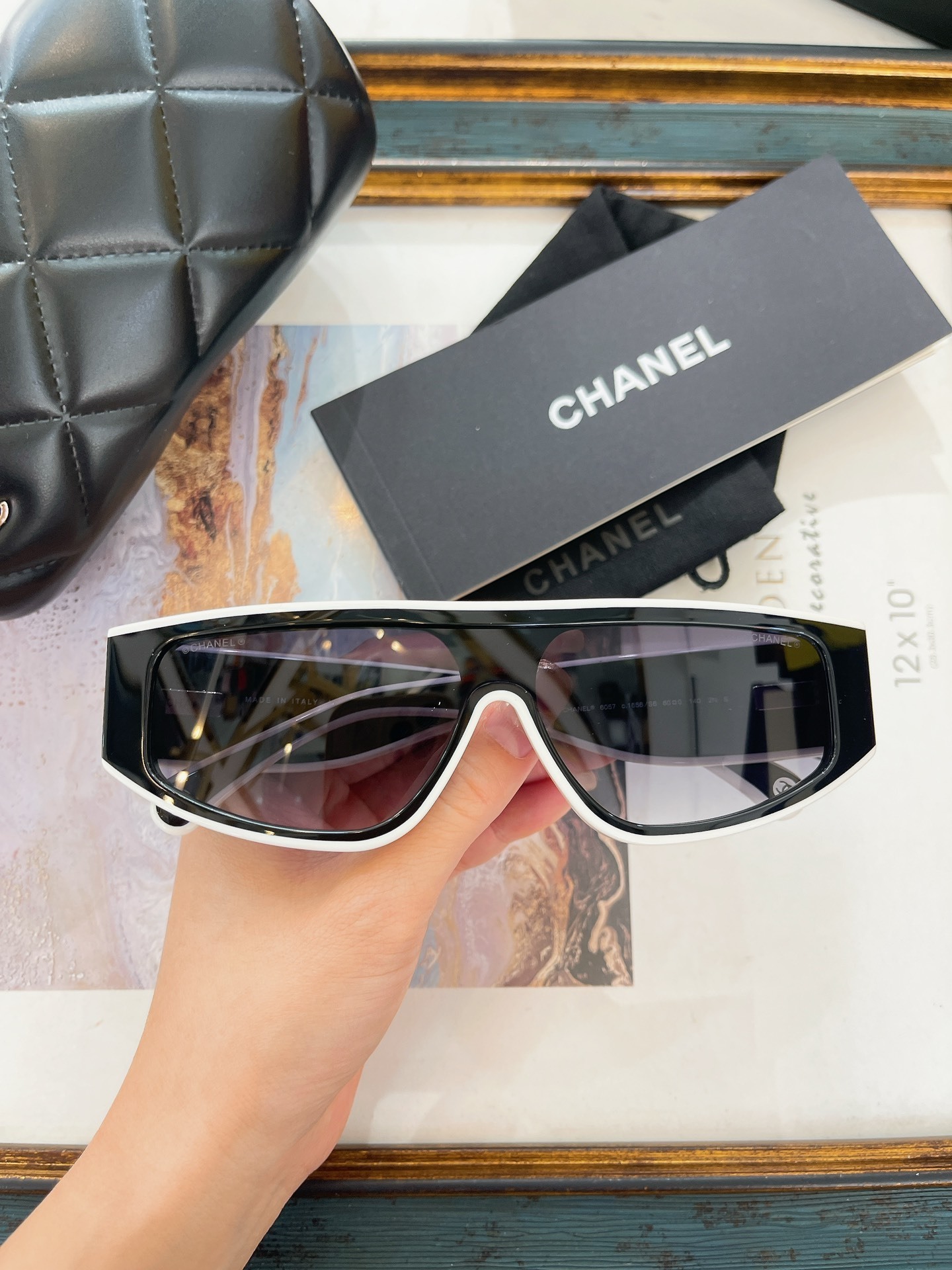 Chanel Luxury Oversized Shield Sunglasses – Rectangular Wrap Frame