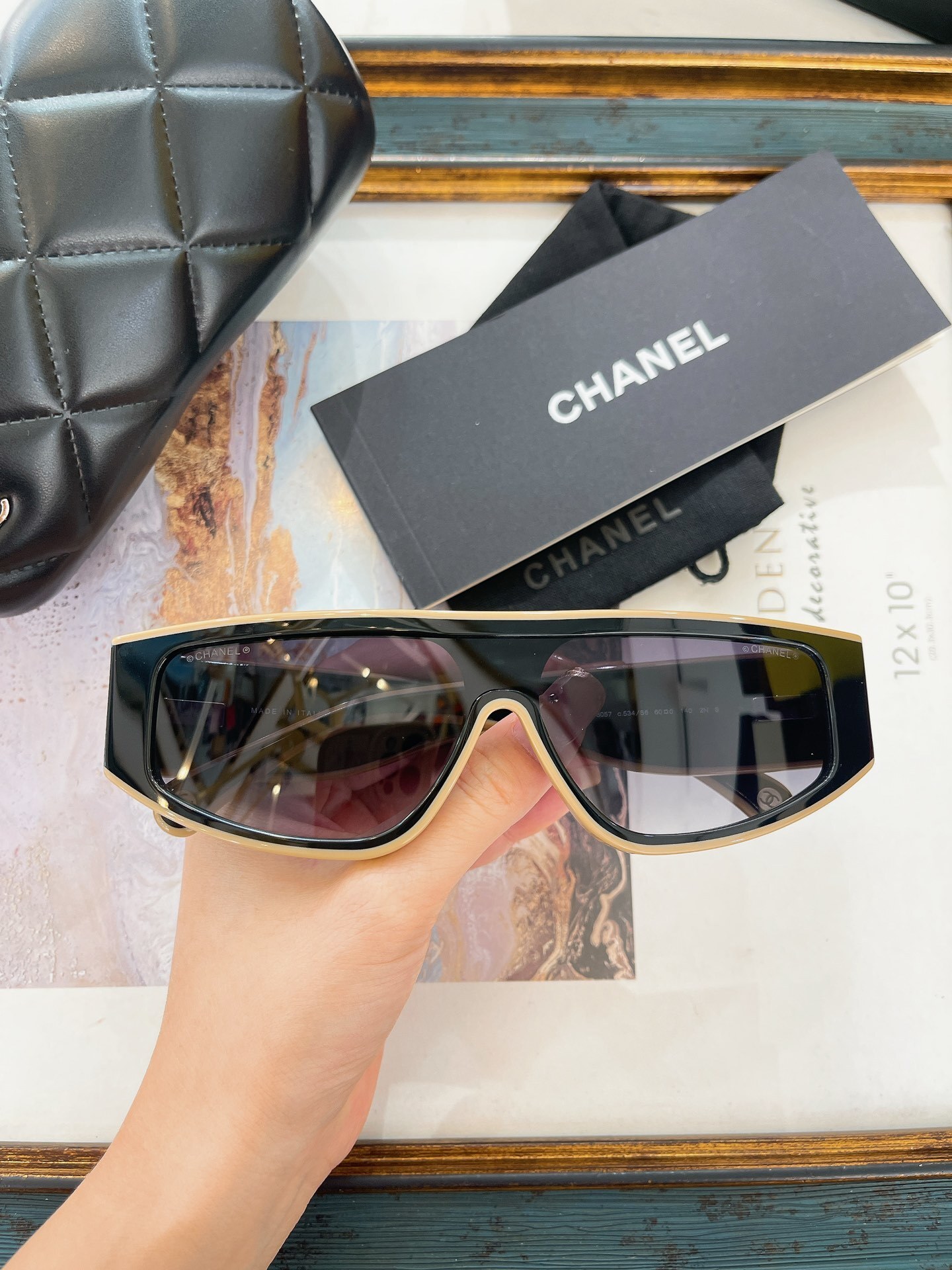 Chanel Luxury Oversized Shield Sunglasses – Rectangular Wrap Frame