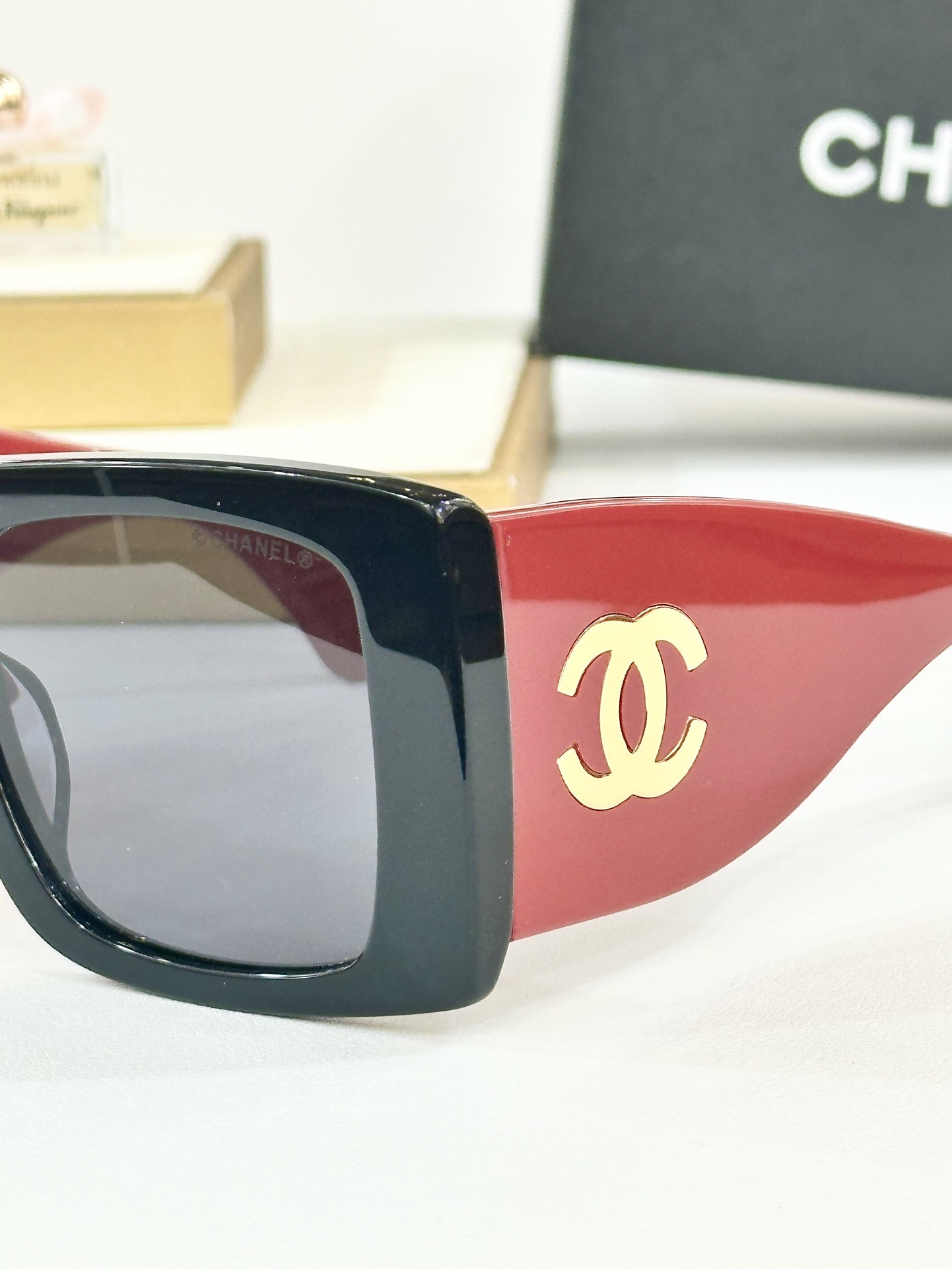 Chanel Oversized Square Sunglasses – Black with Gold CC Logo