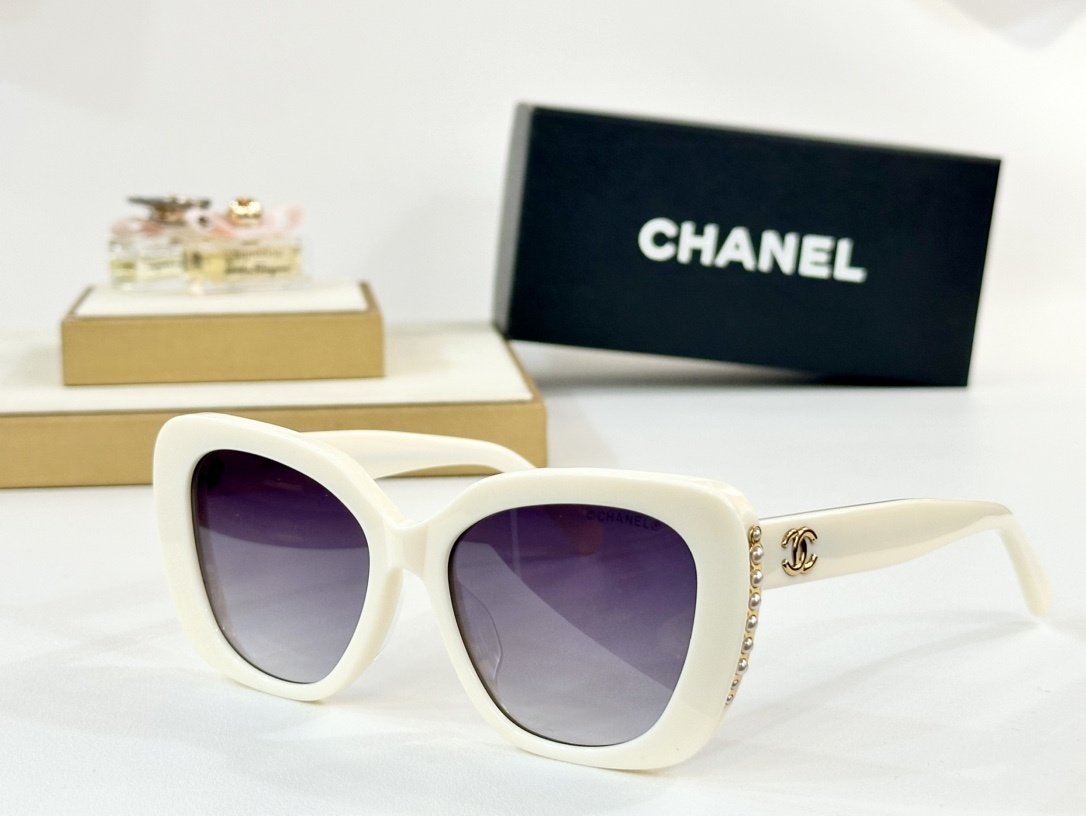 Chanel Pearl Embellished Oversized Butterfly Sunglasses for Women