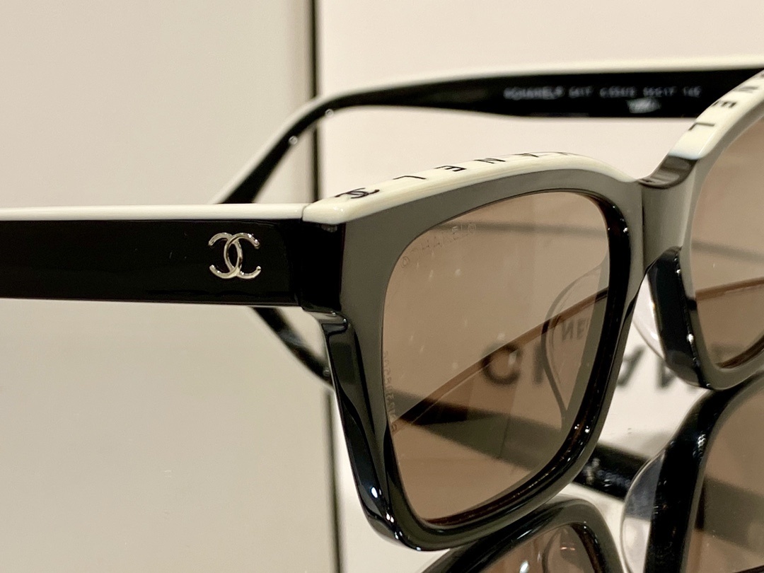 Chanel Square Sunglasses – Black & White Luxury Eyewear for Women