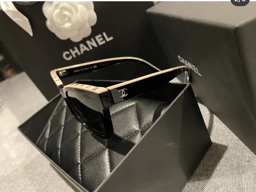 Chanel CH5417 Luxury Rectangular Sunglasses – Black & White Frame