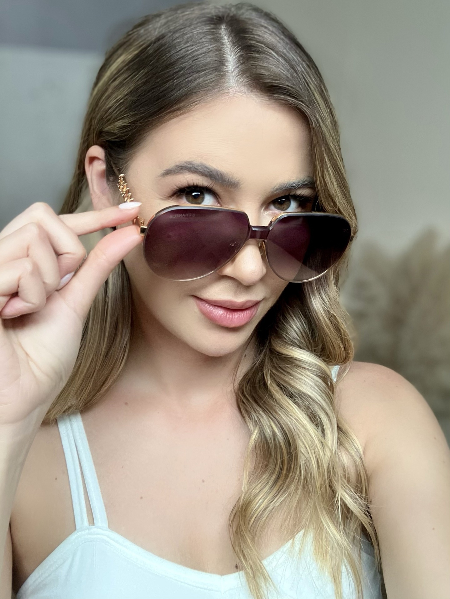 Chanel Burgundy Aviator Sunglasses – Gold Trim