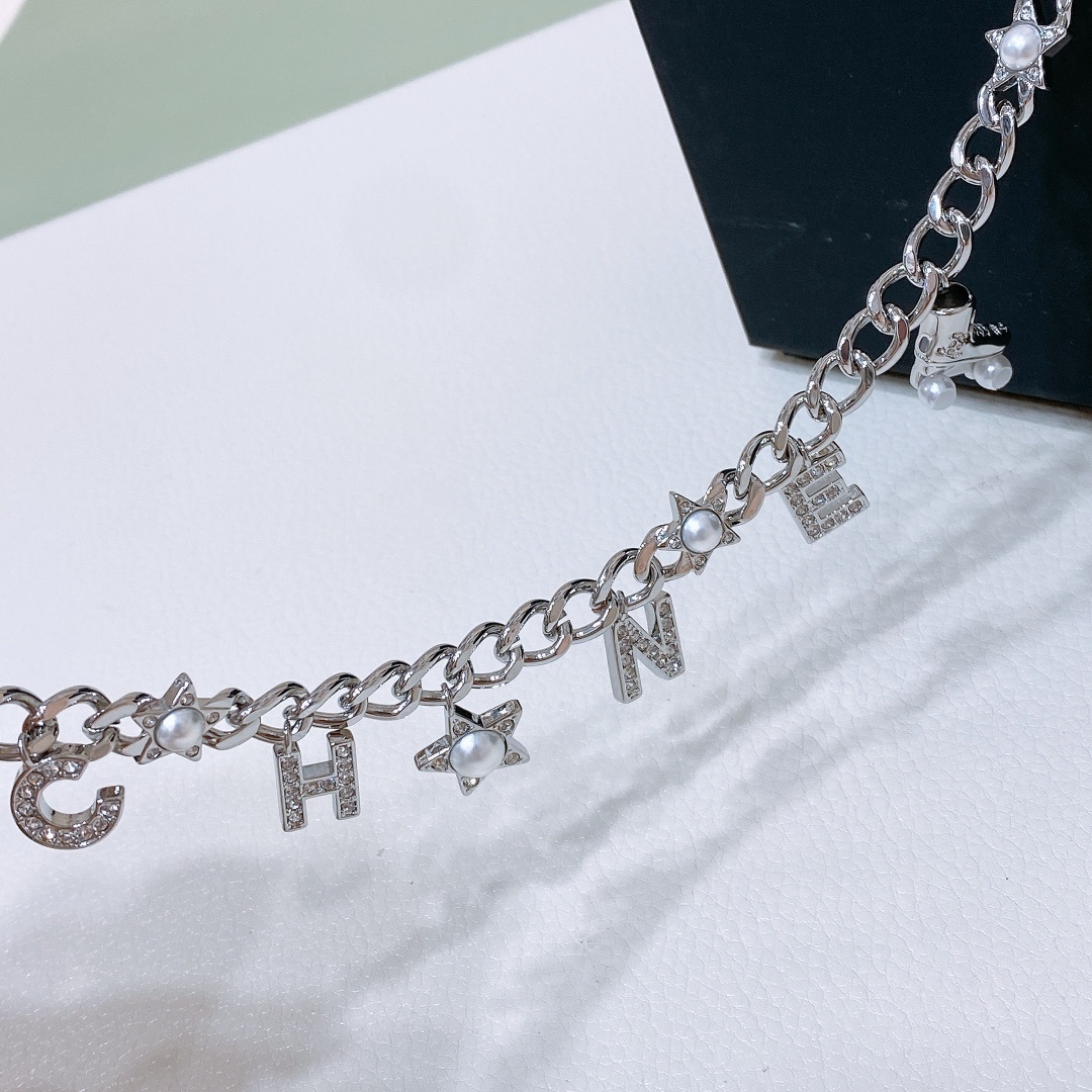 Luxury Silver Chain Belt with Pearl and Crystal Charms