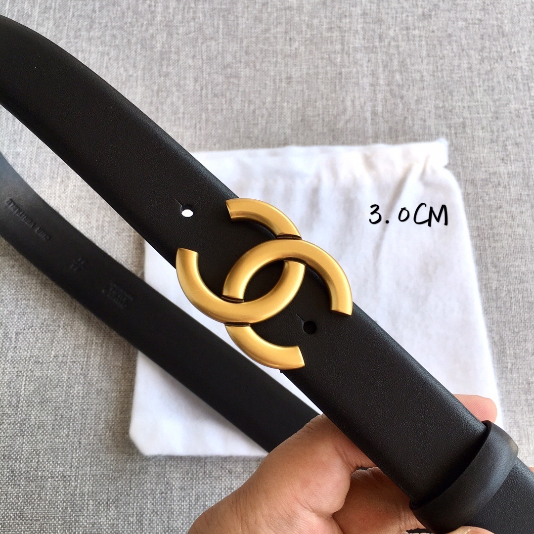 Chanel Classic CC Logo Belt 3.0cm - Premium Black Calfskin