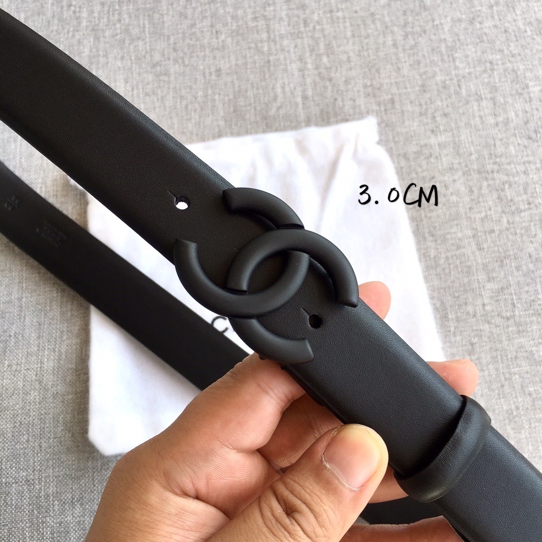 Chanel Matte Black Calfskin Belt 3.0cm - Iconic Luxury Accessory