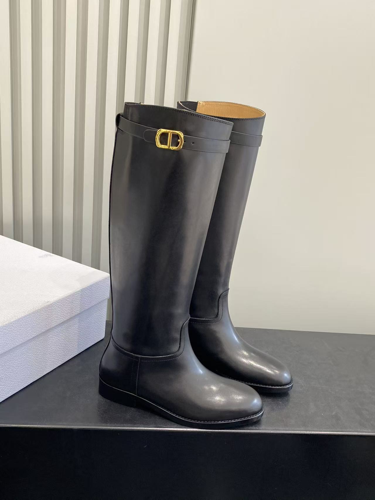 gold cd Dior Black Leather Riding Boots - Dior Black Leather Riding