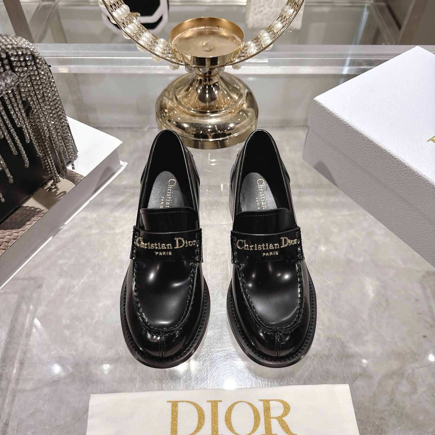Dior Heel Black Leather Loafers - Dior Timeless Heel Black Leather