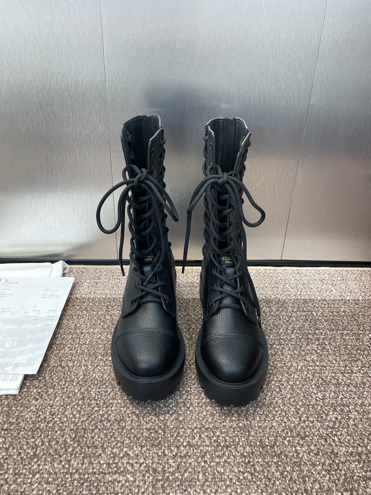 Dior Black Leather Combat Boots lace up - Dior Black Leather Combat