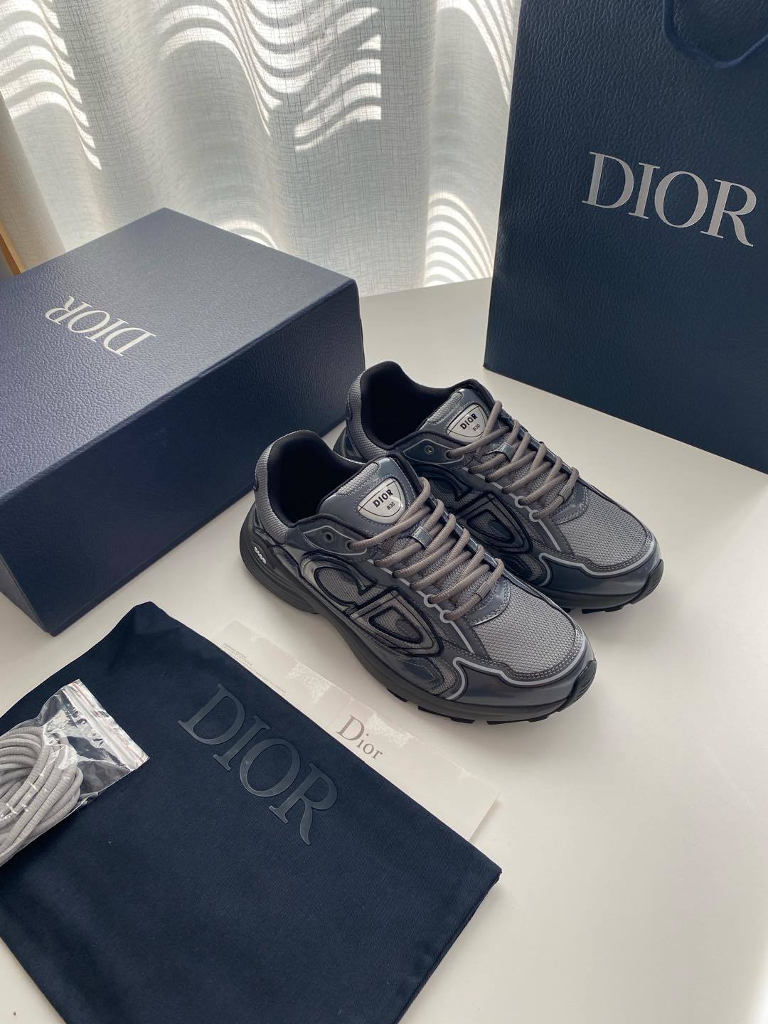 Dior D-Motion Grey Mesh Sneakers - Reflective Trim