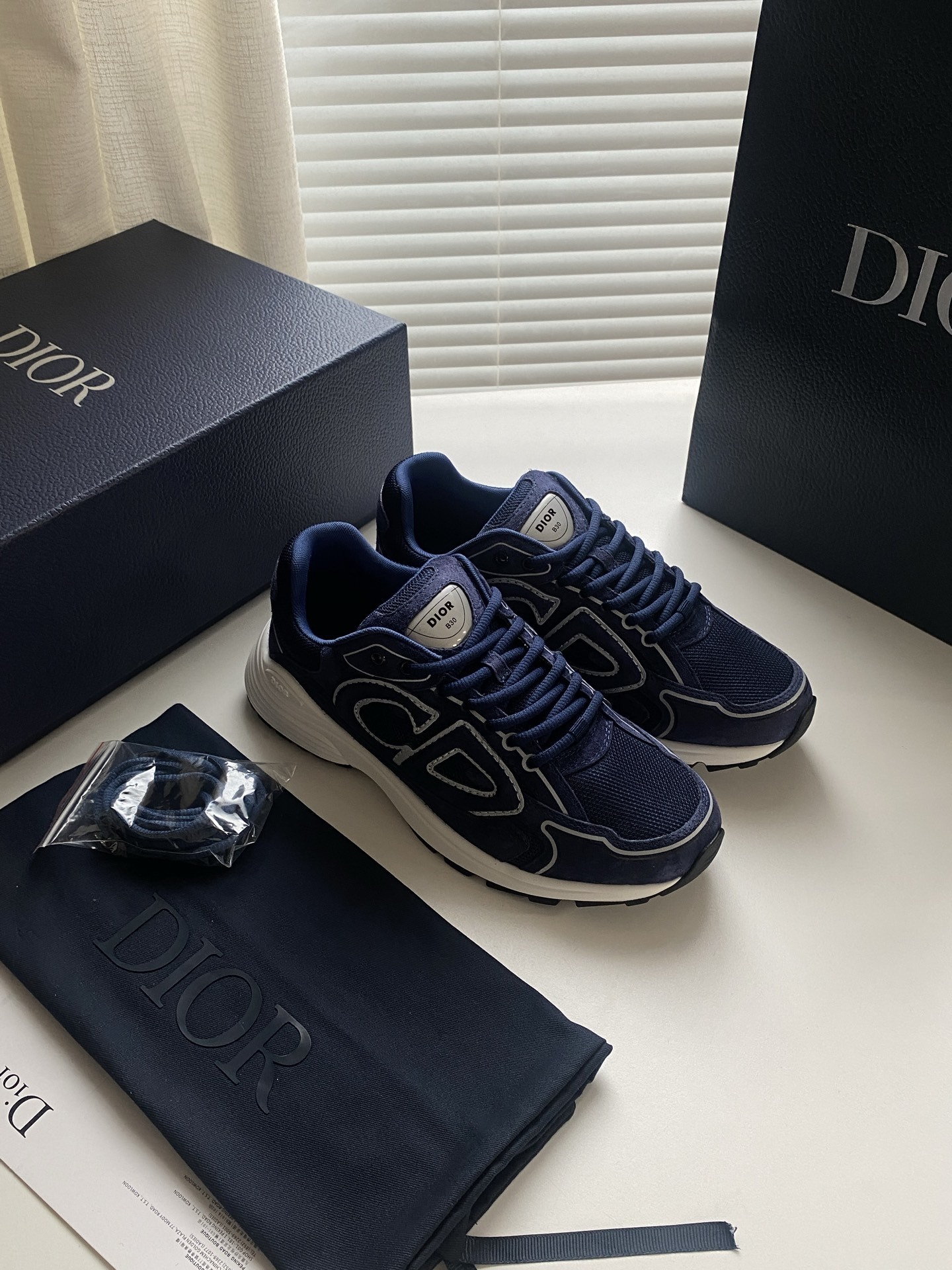 Dior Navy Blue Suede Sneakers - Modern CD Design