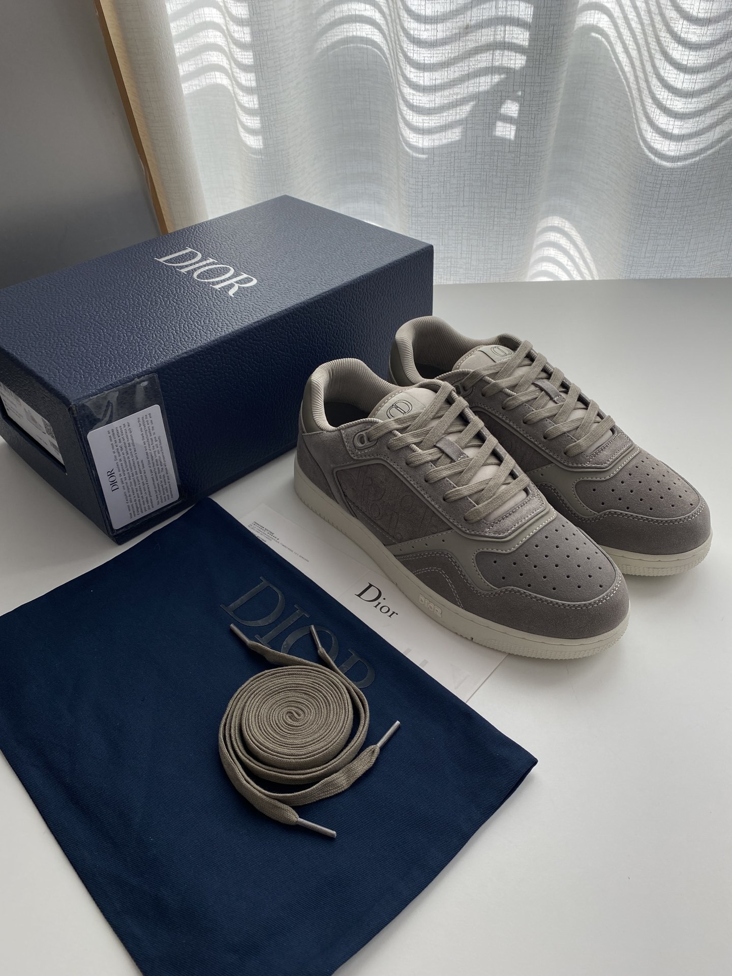 Dior Grey Suede Low-Top Sneakers - CD Logo Detail
