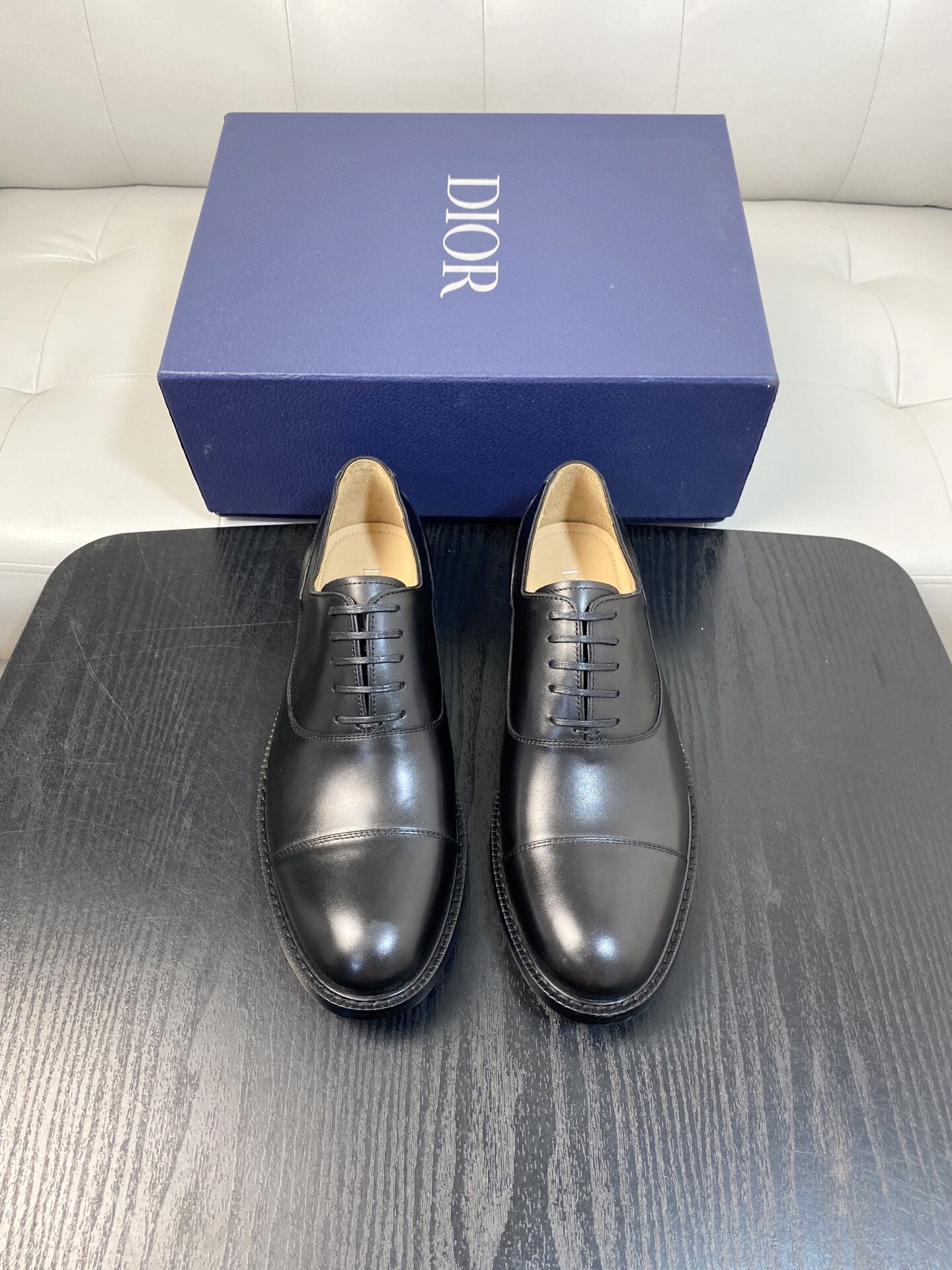 Dior Smooth Black Leather Oxford Shoes - Classic Style