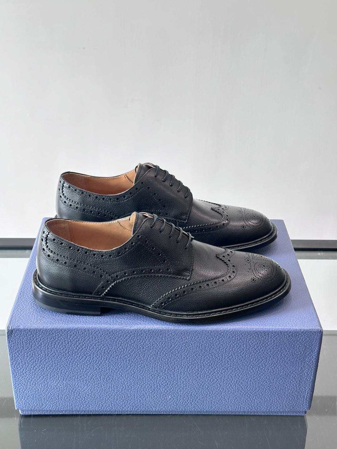 Dior Black Pebbled Brogue Shoes - Dior Black Pebbled Leather Brogue