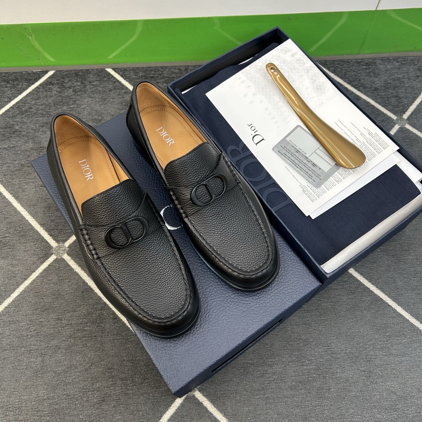 Dior Black Grained Leather Loafers cd - Dior Black Grained Leather