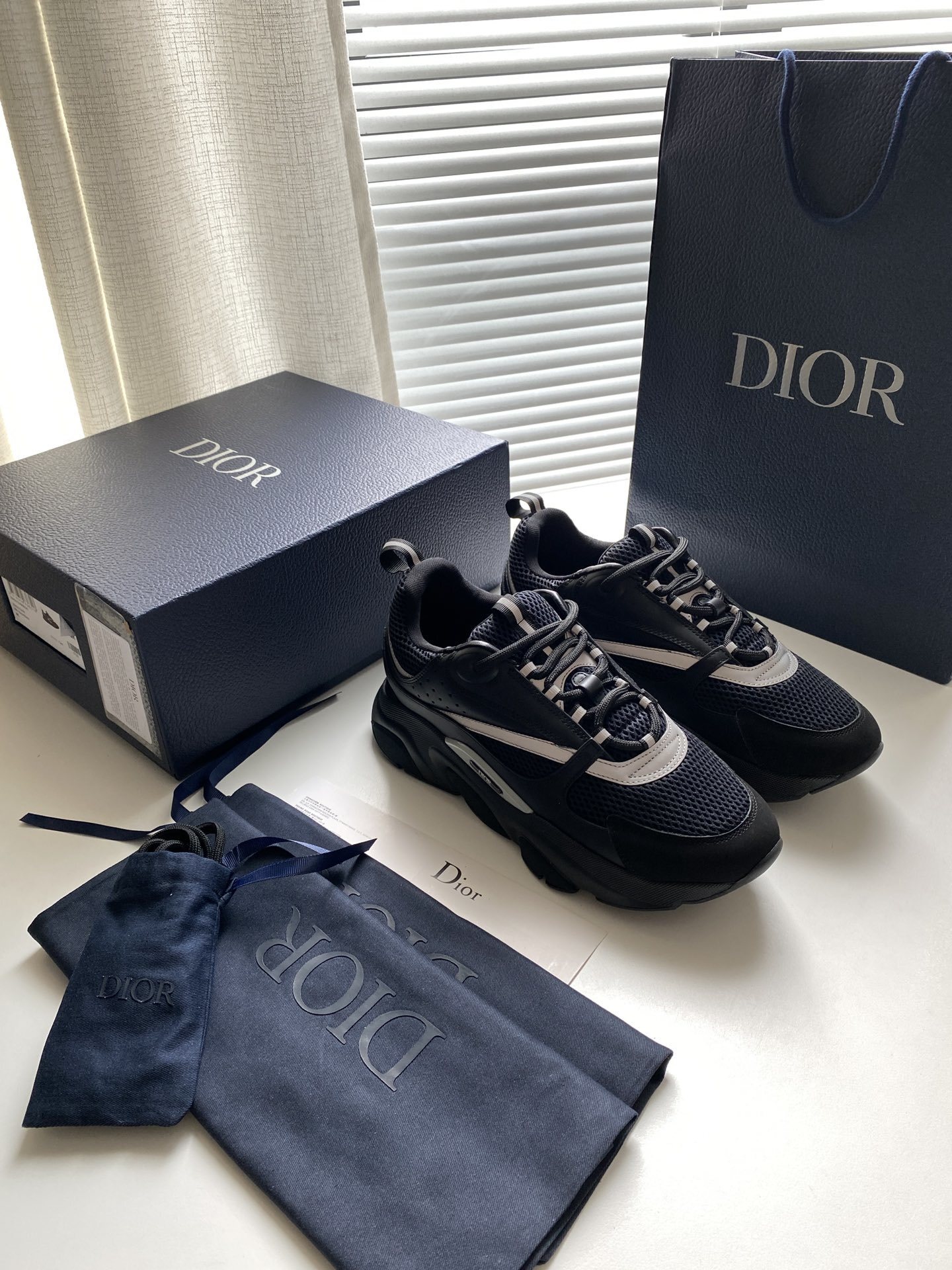 Dior Black Mesh B41 Sneakers - Dior Black Mesh & Leather B41 Sneakers