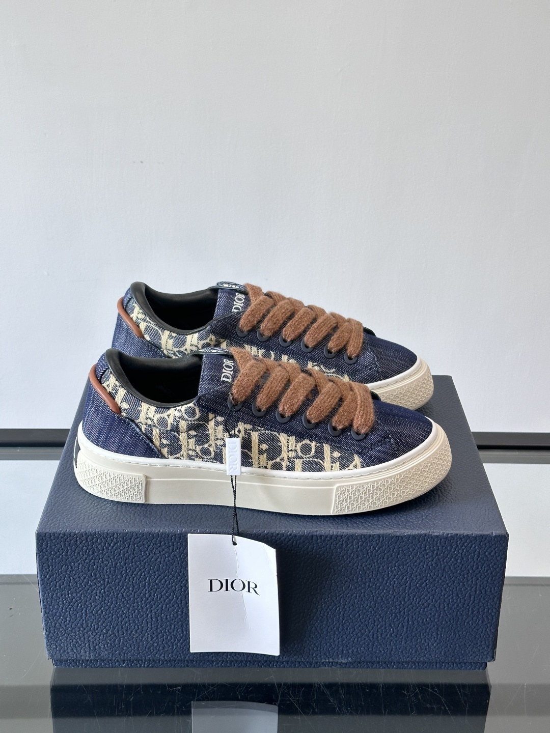 Dior Denim Low-Top Sneakers - Brown Laces