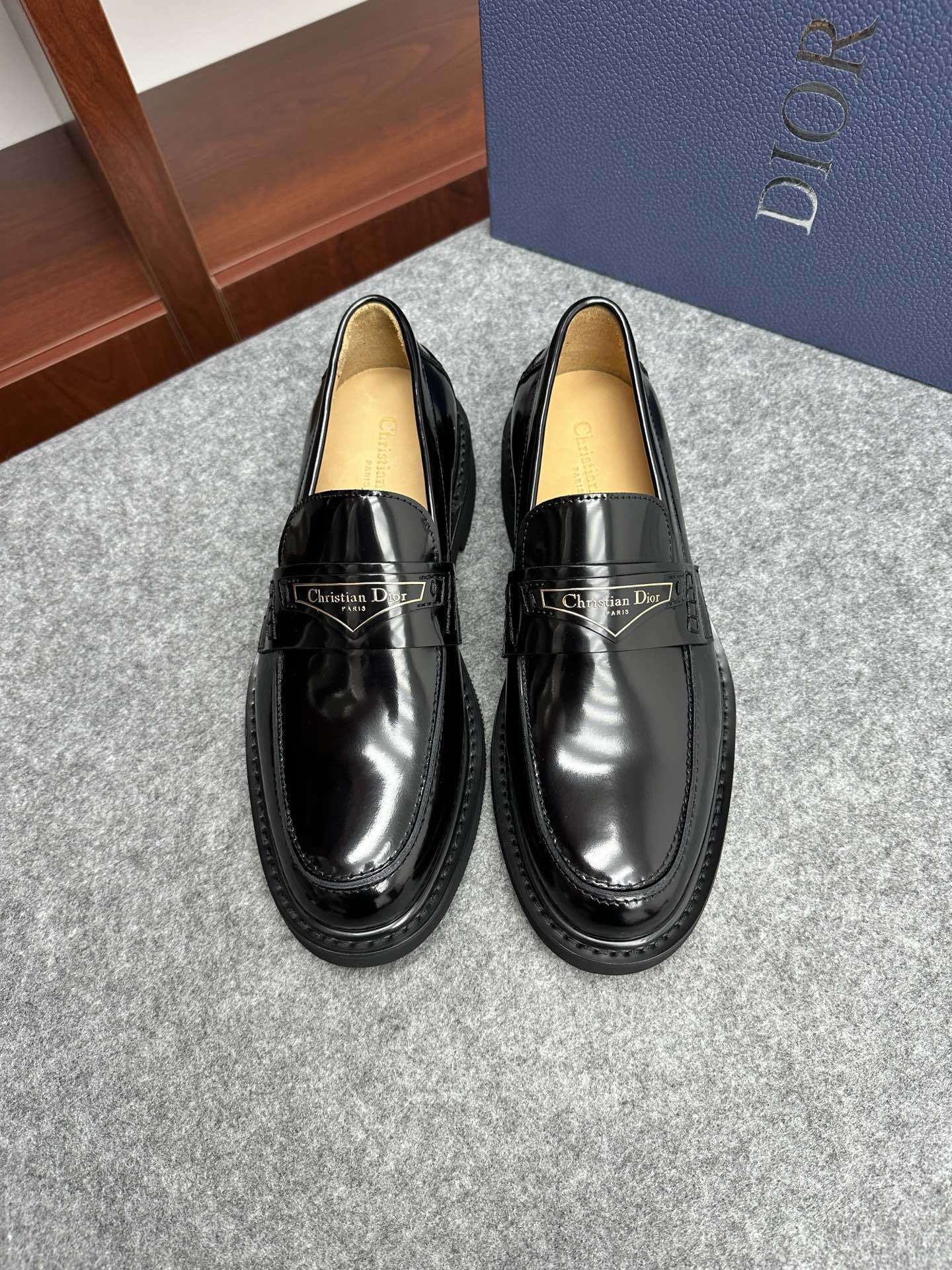 Dior Black Smooth Leather Penny Loafers