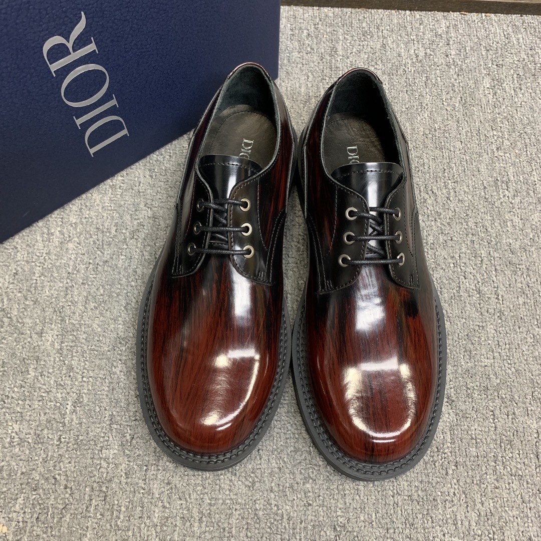 lace Dior Burgundy Leather Dress Shoes - Dior Burgundy Leather Lace-Up