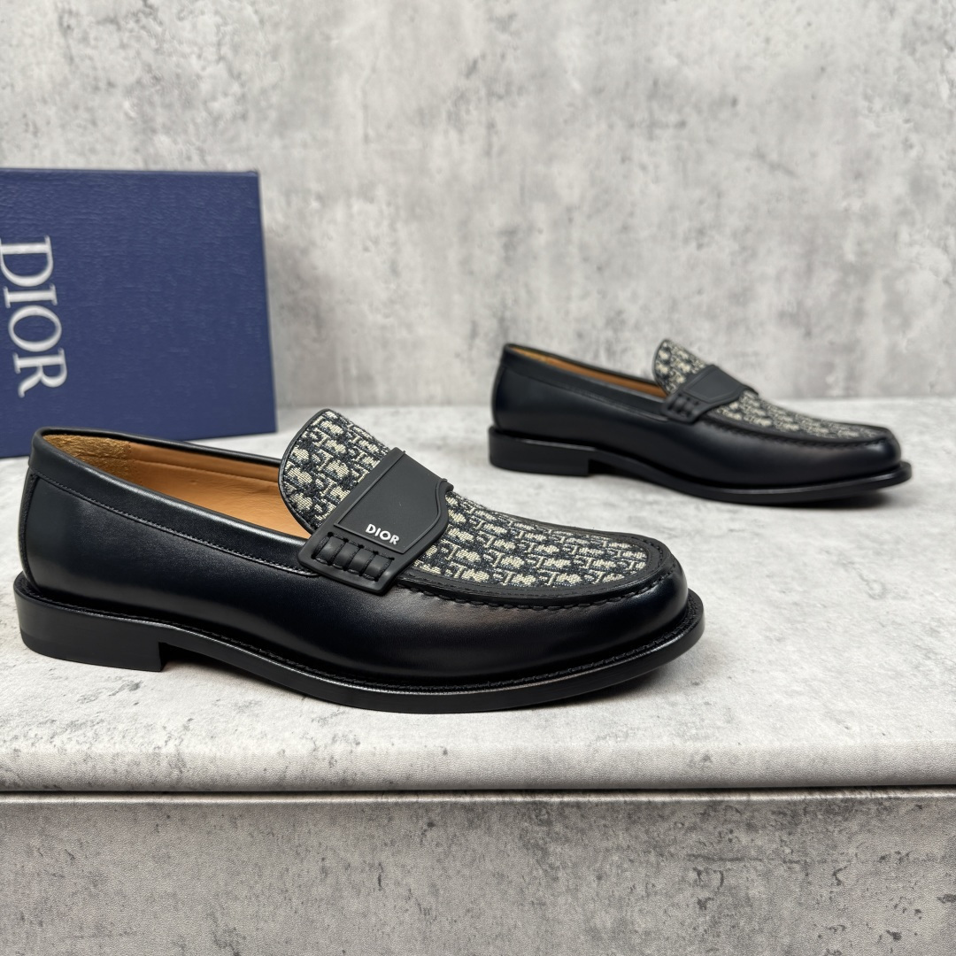 modern Dior Black Leather Oblique Loafers - Dior Black Leather Oblique