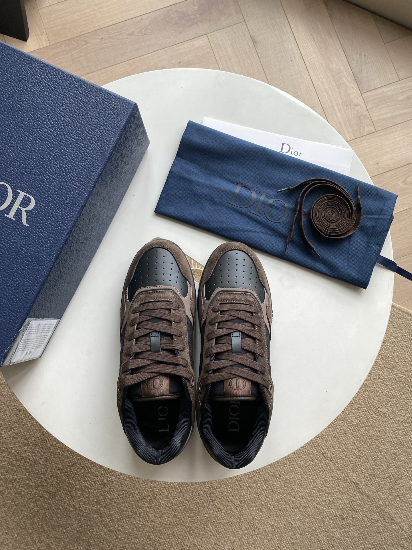 Dior Brown Black Leather Sneakers - Dior Brown & Black Leather