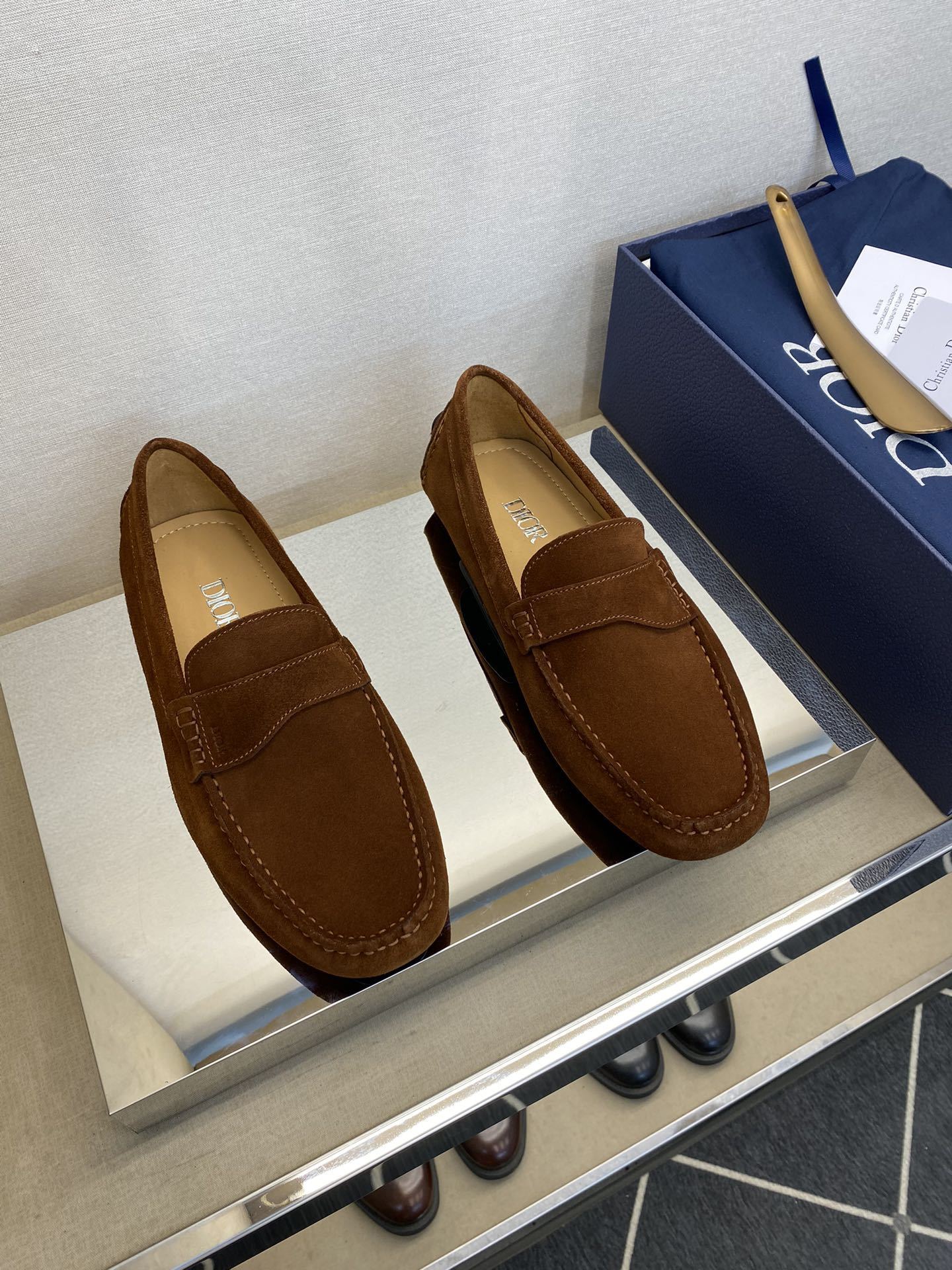 Dior Tobacco Suede Loafers