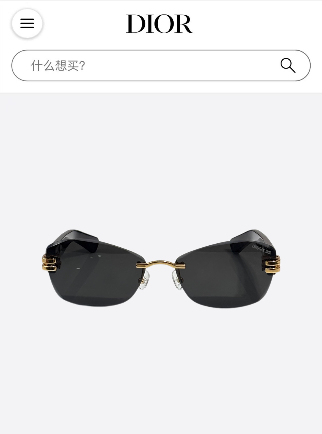 Dior Rimless Sunglasses – Black Lenses with Gold Accents