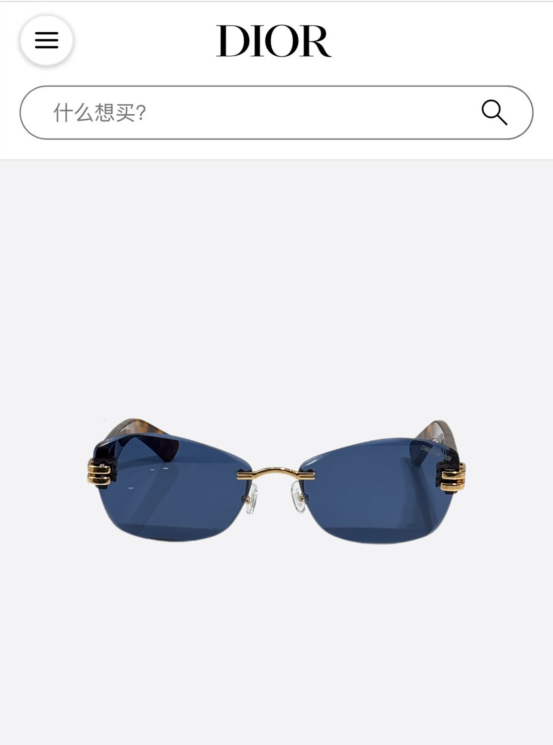 Dior Rimless Sunglasses – Black Lenses with Gold Accents