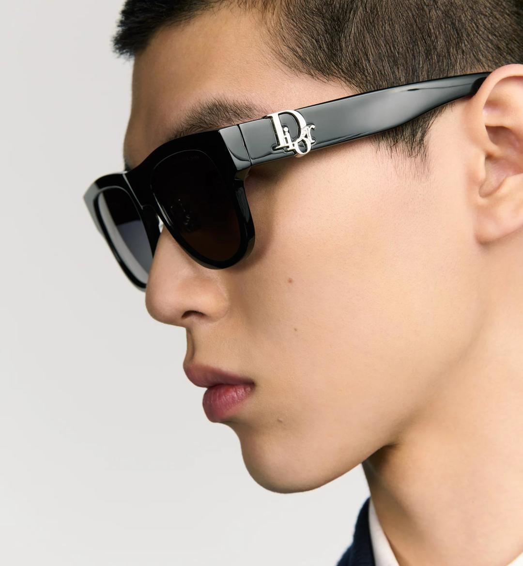 silver Dior Black Square Sunglasses